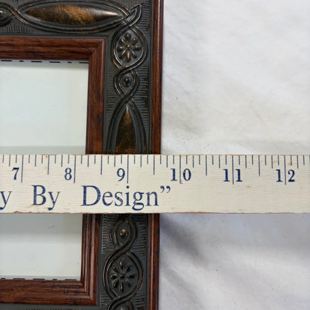 Notre Frame Vintage 5x7 Picture Frame Wood Grain Metallic Floral Relief Decor